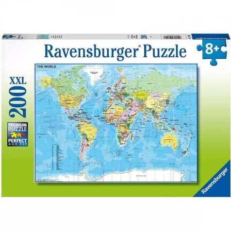 mappa del mondo - puzzle 200 pezzi xxl