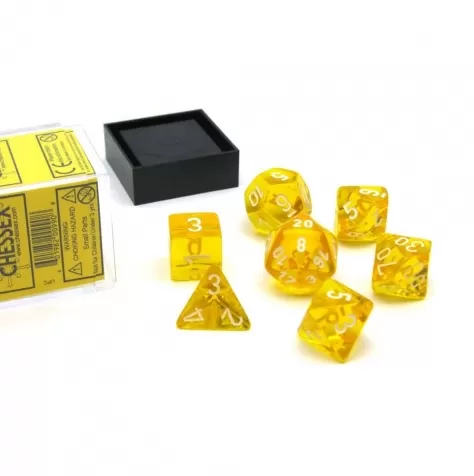 translucent giallo/bianco - set di 7 dadi poliedrici