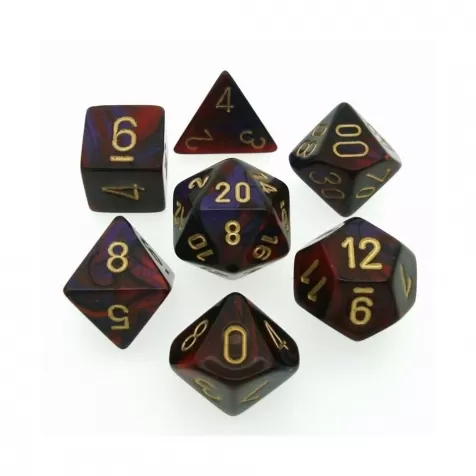CHESSEX Brillanti 7 x poliedrico Dadi Set Viola con oro D&D RPG 