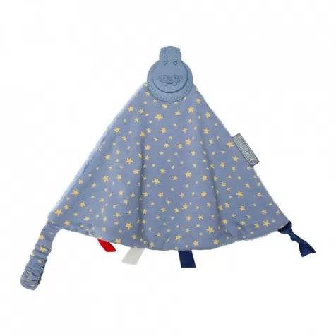 doudou comforter con gioco dentizione e etichette, blu e grigio con stelline: 2