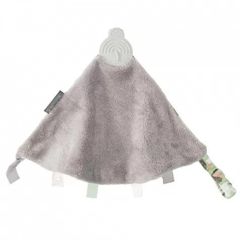 doudou comforter con gioco dentizione e etichette, verde e grigio con animaletti