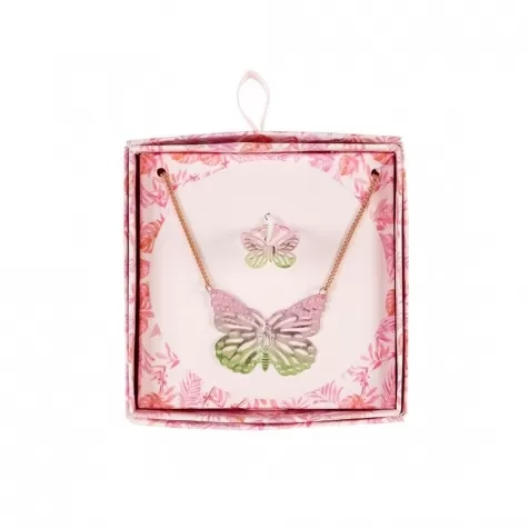 giftbox necklace + ring butterfly