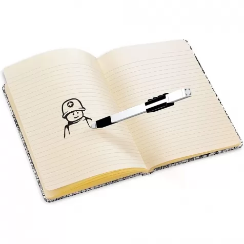 notebook mattoncino nero 4x6 piu penna gel nera