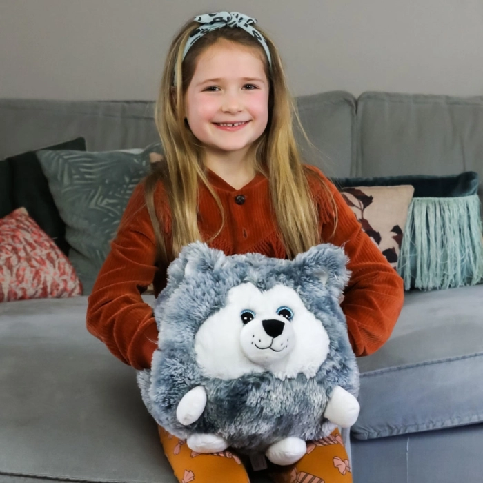 peluche scaldamani - husky 30cm