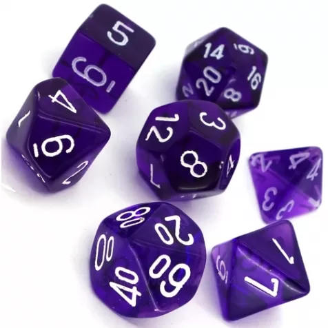 translucent viola/bianco - set di 7 dadi poliedrici