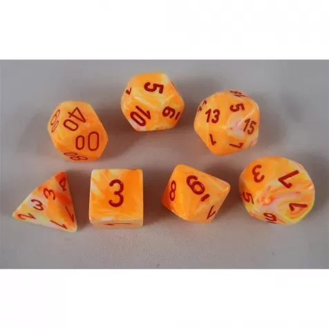 festive giallo e arancio/rosso - set di 7 dadi poliedrici