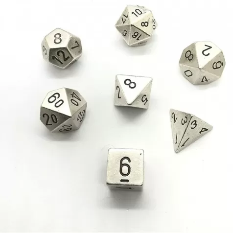 solid metal silver - set di 7 dadi poliedrici