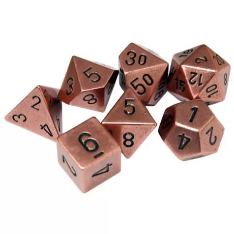 solid metal copper - set di 7 dadi poliedrici