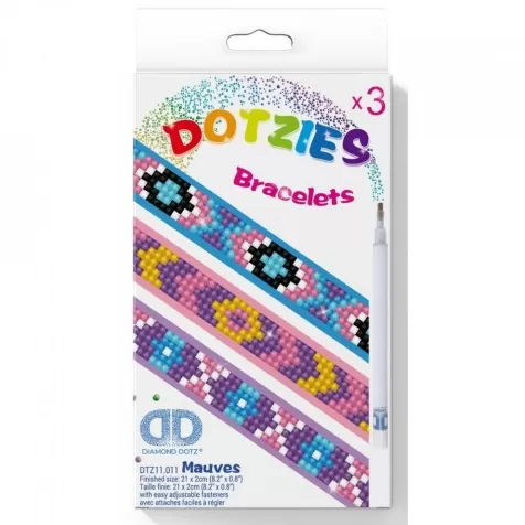 braccialetti mauves - diamond dotz set da 3 braccialetti