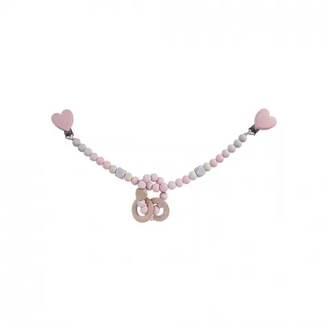 giostrina universale da passeggino rosa/lilla con sonaglio - legno naturale e silicone alimentare