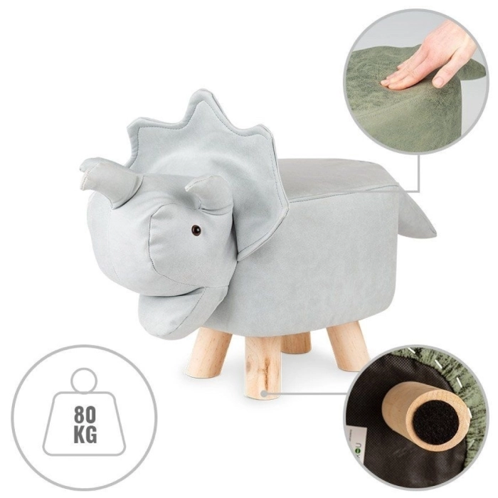 pouff dinosauro grigio 30x30x50cm