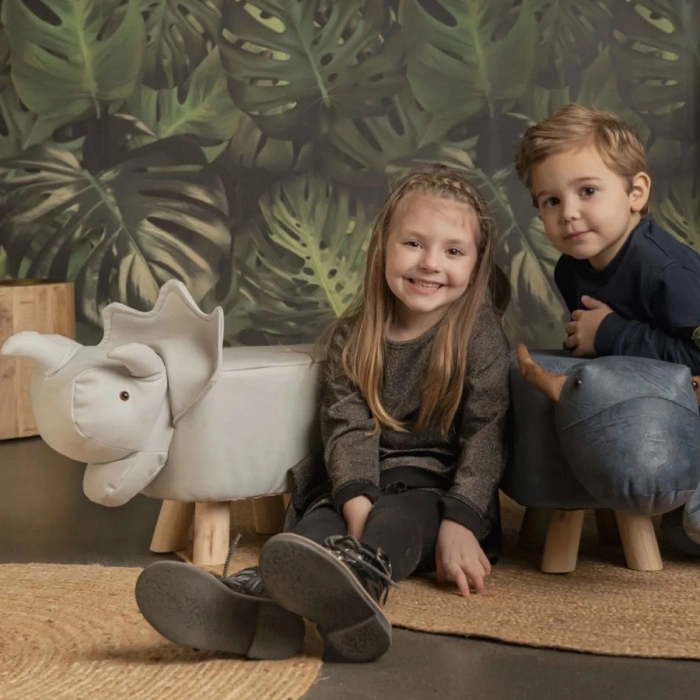 pouff dinosauro grigio 30x30x50cm