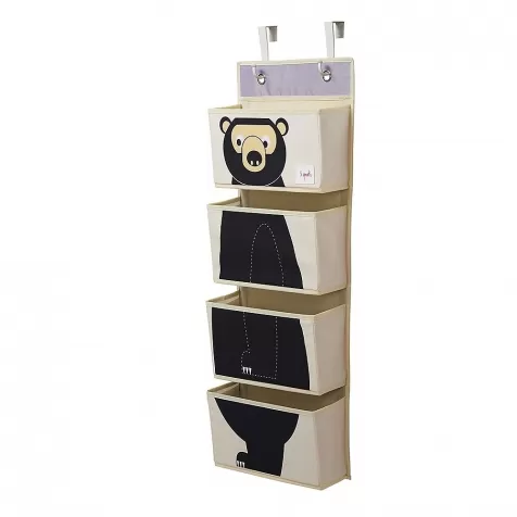organizer da muro con ganci, 4 tasche - orso nero