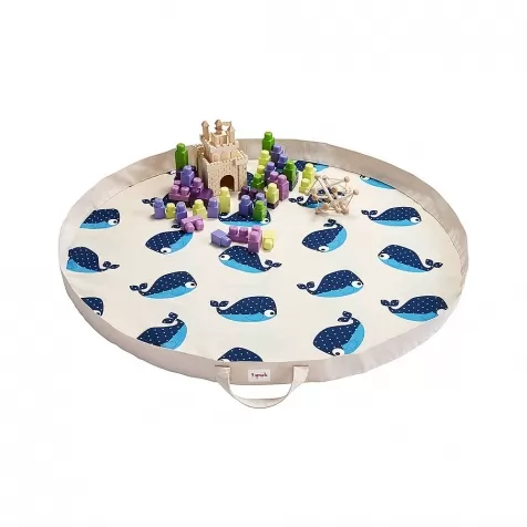 tappeto gioco e borsa 2in1 in cotone 100% - balena: 1