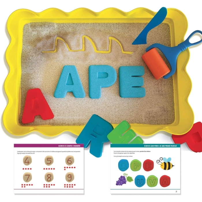 lavagna di sabbia leggo e scrivo montessori