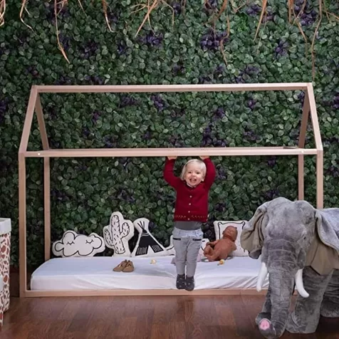 struttura letto casetta natural, legno di faggio massello - 140x70 cm