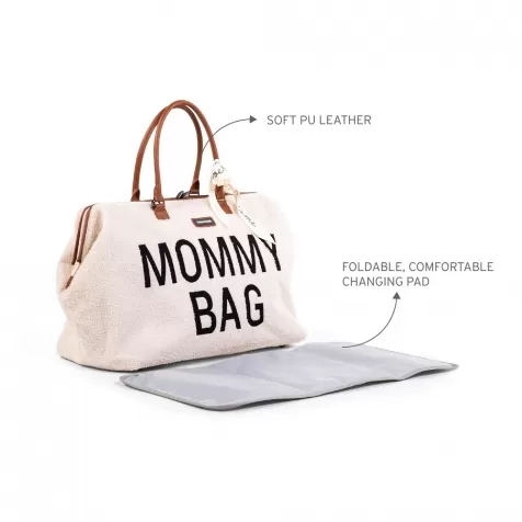 mommy bag borsa fasciatoio - 55 x 30 x 40 cm - teddy panna - include materassino per il cambio!