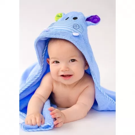 asciugamano baby con cappuccio, henry l'ippopotamo - 100% cotone