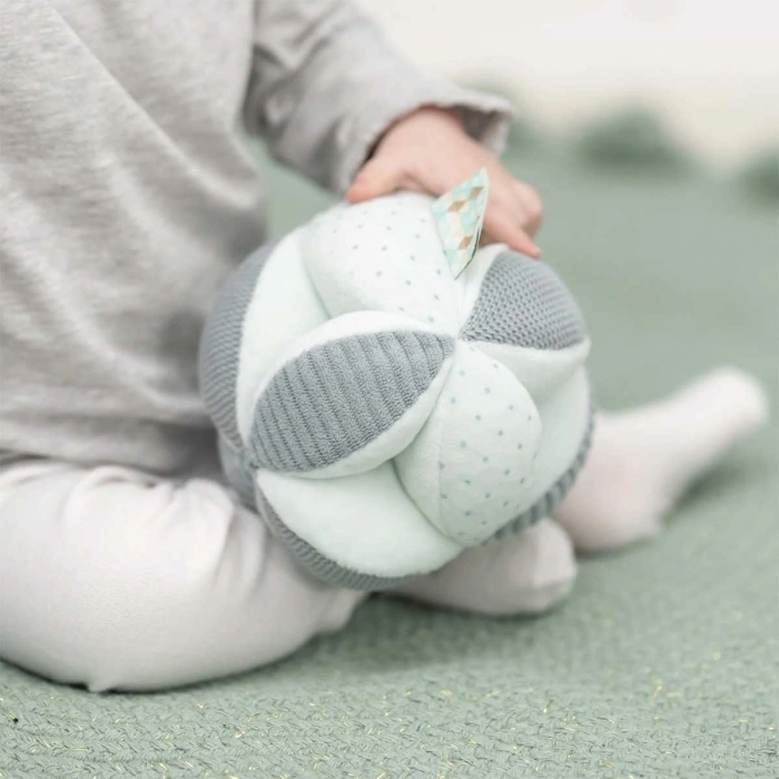 palla attivita con sonaglio lapidou in peluche verde menta - 15cm