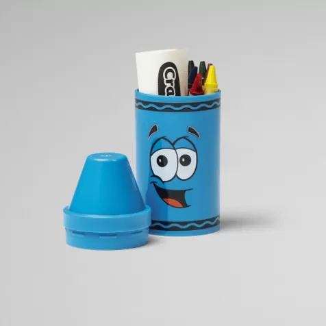 tip mini storage blu - set con 6 pastelli a cera e rotolino di carta