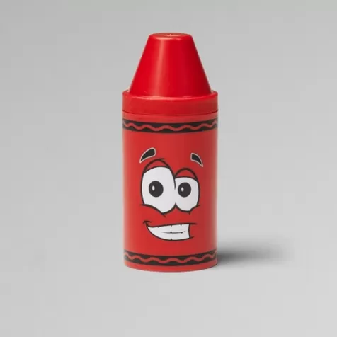 tip mini storage rosso - set con 6 pastelli a cera e rotolino di carta