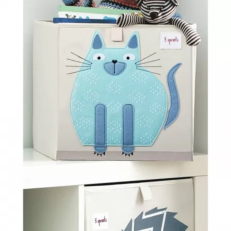 contenitore portaoggetti gatto blu - compatibile con scaffali ikea kallax e eket