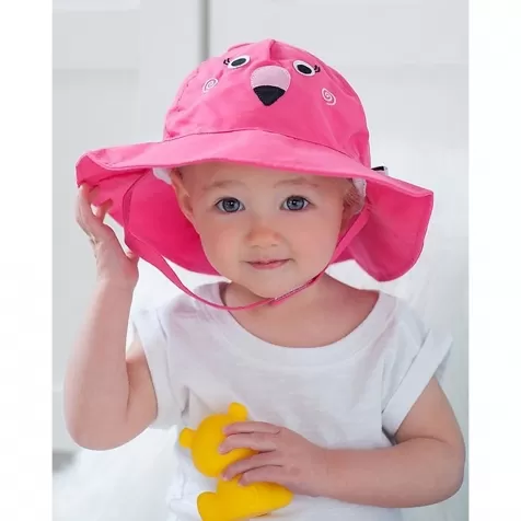 set baby costumino contenitivo + cappellino, fenicottero - upf 50+ - 6-12 mesi