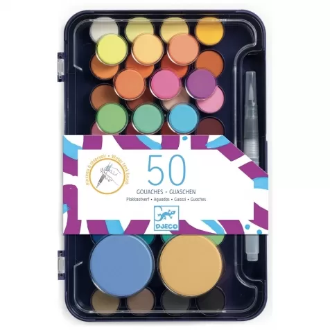 DJECO Palette D'artiste - 50 Colori Con Pennello Ad Acqua a 24,99 €