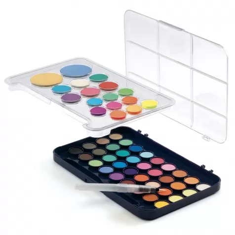 palette d'artiste - 50 colori con pennello ad acqua