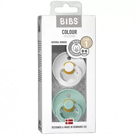 set di 2 ciucci - bianco & menta - tettarella in gomma naturale - size 1, 0-6 mesi