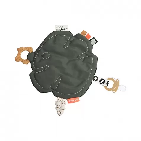 doudou 3in1 con portaciuccio e massaggiagengive tiny tropics, verde - 30x30 cm: 1