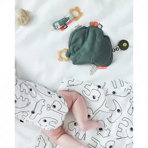 doudou 3in1 con portaciuccio e massaggiagengive tiny tropics, verde - 30x30 cm: 4