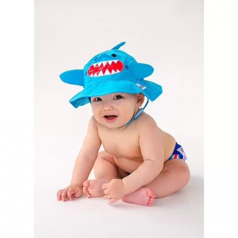 set baby costumino contenitivo + cappellino, squalo - upf 50+ 6-12 mesi