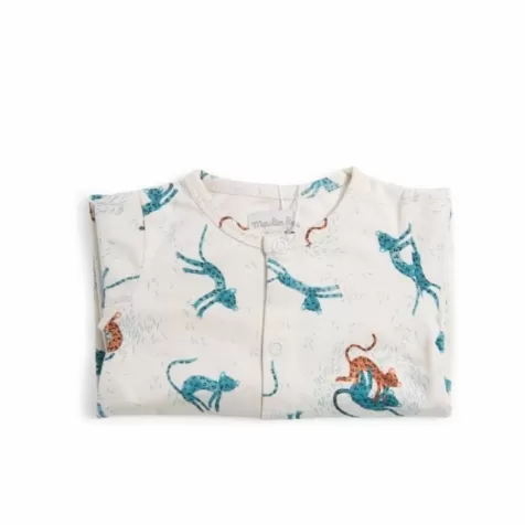 tutina intera in cotone blu ghepardo, sous mon baobab tg. 1 mese