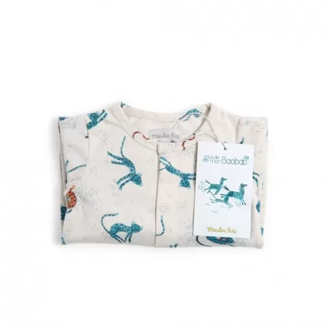 tutina intera in cotone blu ghepardo, sous mon baobab tg. 6 mesi