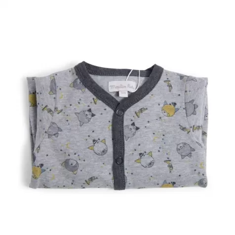 tutina intera in cotone grigia con i gatti, les mustaches tg. 1 mese