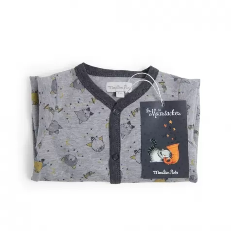 tutina intera in cotone grigia con i gatti, les mustaches tg. 12 mesi