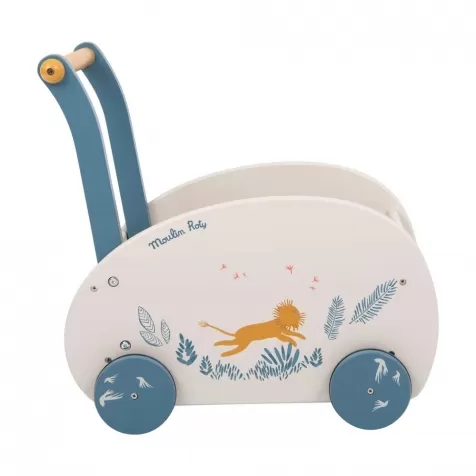 carrello primi passi leone bianco - trolley in legno