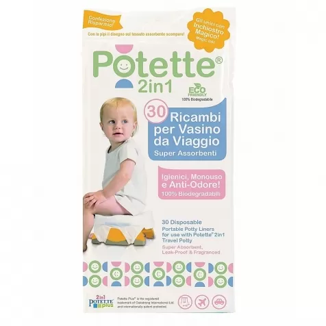 potette 2in1 - ricambi per vasino 30 pezzi, superassorbenti e antiodore