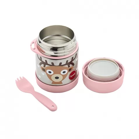 thermos porta cibo in acciaio inossidabile con cucchiaio-forchetta, 350 ml - cerbiatto rosa