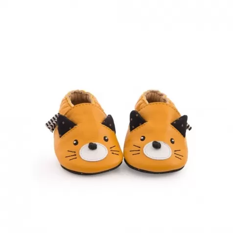 scarpine in cuoio gatto ocra 0-6 mesi