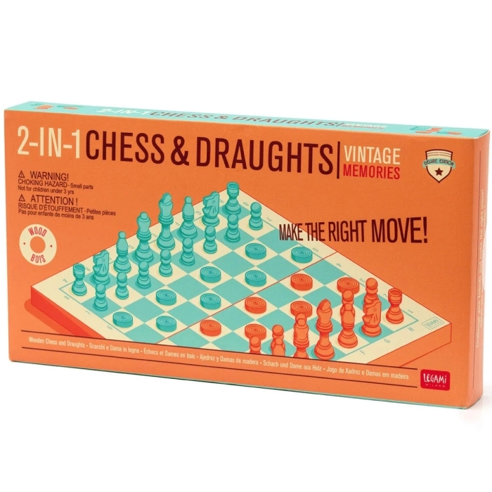 scacchi e dama in legno - chess and draughts