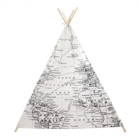 teepee tent world map - tenda mappa del mondo - bianco e nero