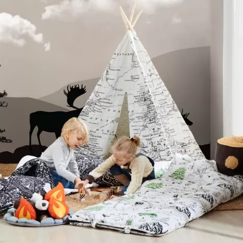 teepee tent world map - tenda mappa del mondo - bianco e nero