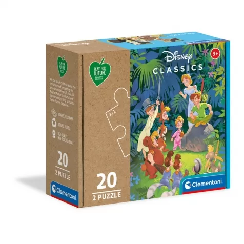 disney libro della jungla e peter pan - puzzle 2x20 pezzi - play for future: 1