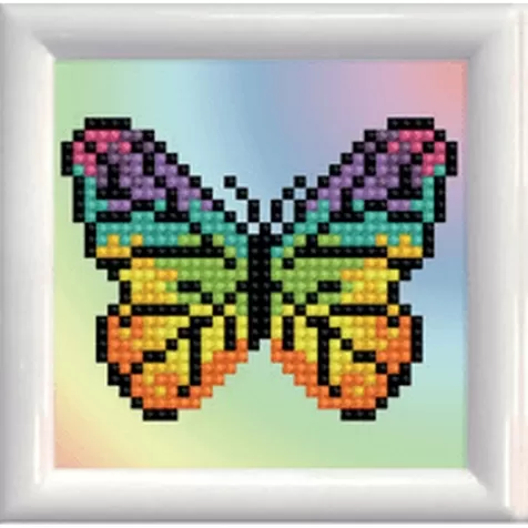 rainbow butterfly con cornice bianca - diamond dotz beginner dd1.031f 9,5x9,5cm