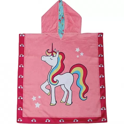 accappatoio poncho reversibile unicorno - tropicale