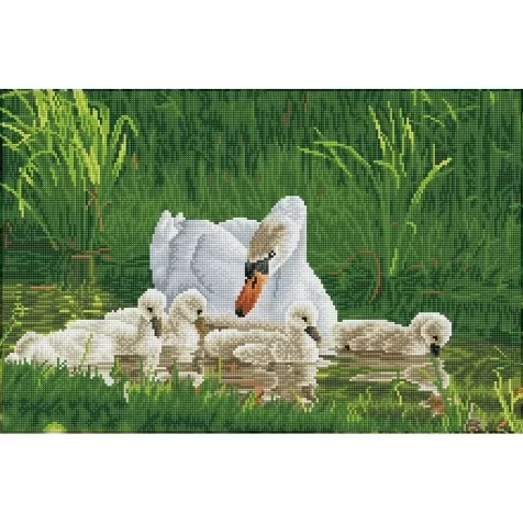 mother swan and signets - diamond dotz intermediate dd12.058 62x41cm