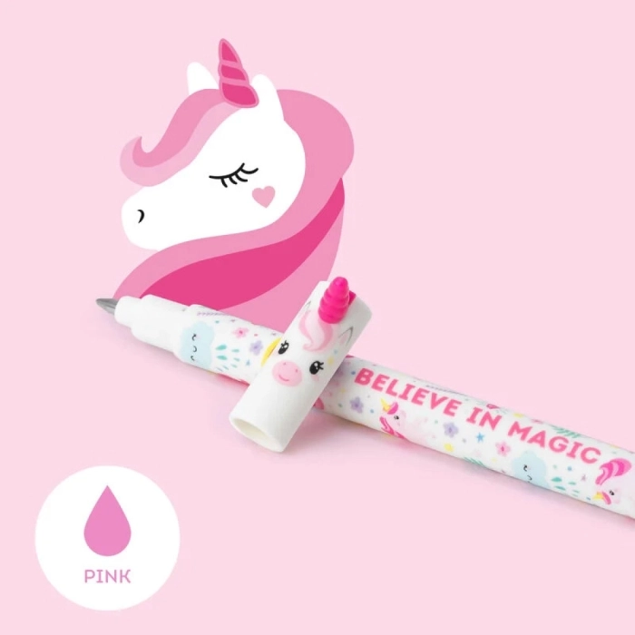penna gel cancellabile unicorno - inchiostro rosa ricaricabile