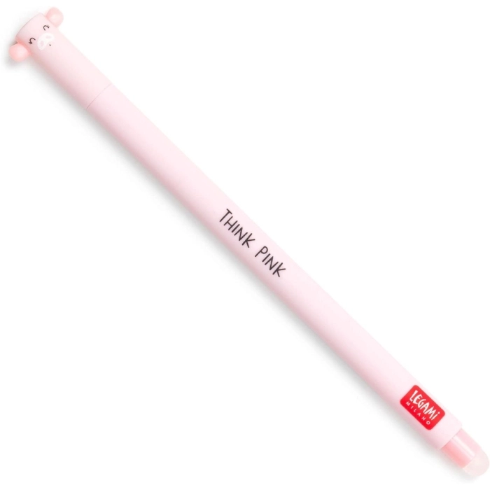 penna gel cancellabile maialino - inchiostro rosa ricaricabile